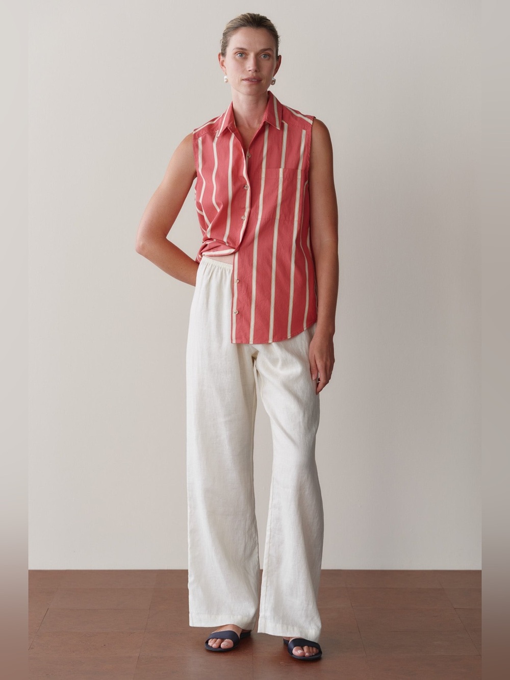 Donni The Simple Linen Pants XS Creme(same day shipping)